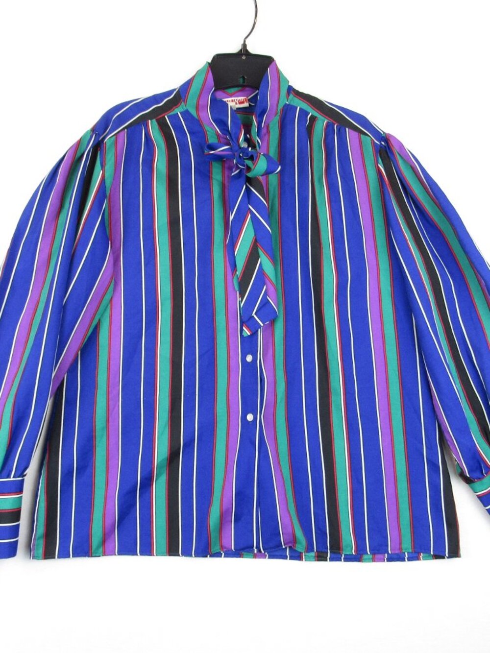 Vintage Laura Mae Woven Polyester Striped Retro Top Blouse No Size Tag